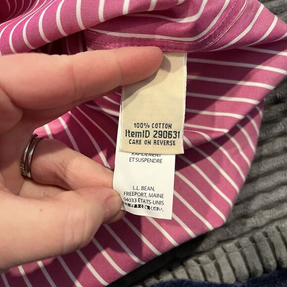 L.L. Bean Women's Striped Dark Fuchsia Long Sleeve Size XS 100% Cotton - Picture 5 of 8